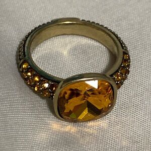 Heidi Daus Amber colored gold tone ring size 6